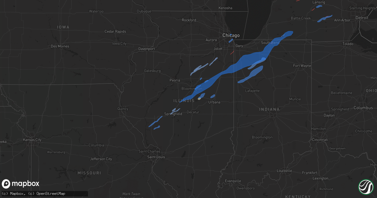 Hail map in Illinois on June 26, 2021