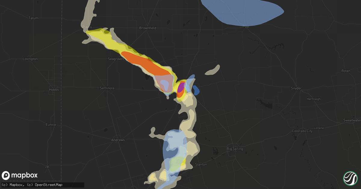 Hail map in Lamesa, TX on June 26, 2021