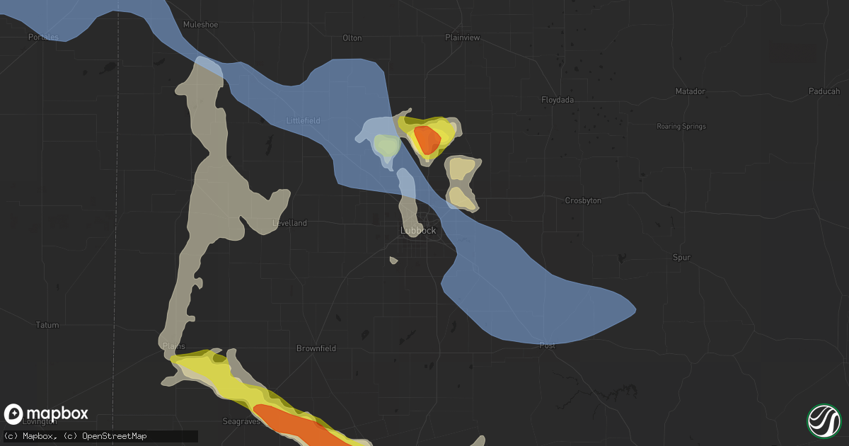 Hail map in Lubbock, TX on June 26, 2021