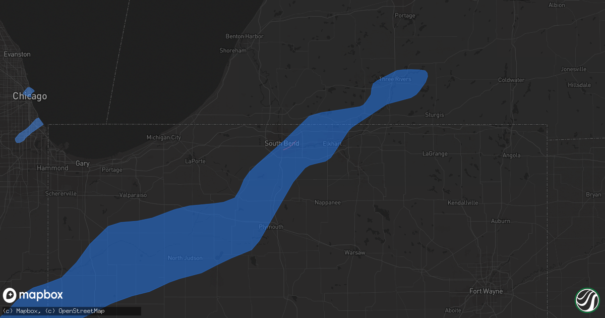 Hail map in Mishawaka, IN on June 26, 2021