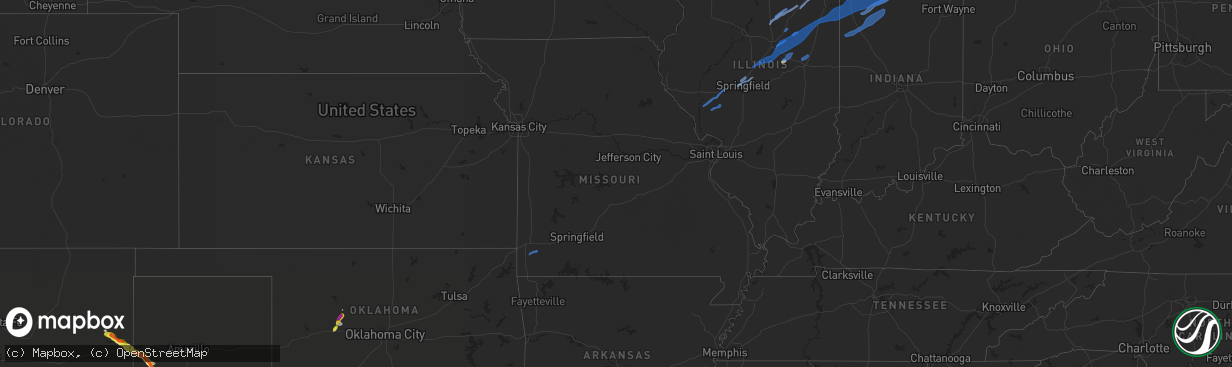 Hail map in Missouri on June 26, 2021