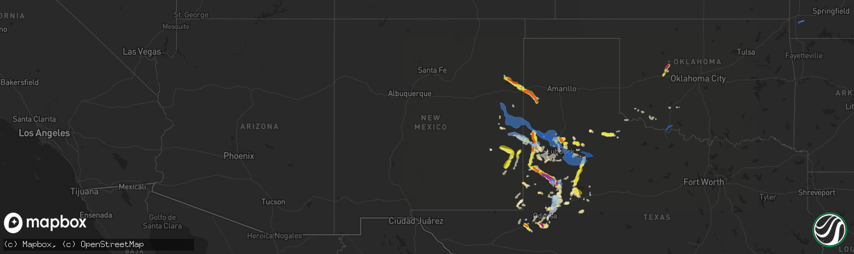 Hail map in New Mexico on June 26, 2021