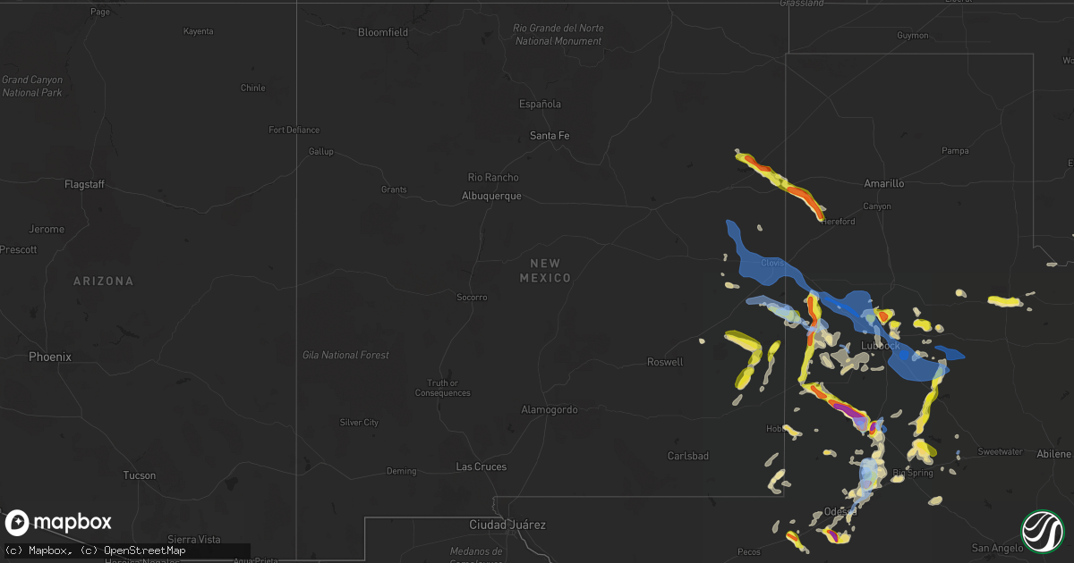 Hail map in New Mexico on June 26, 2021