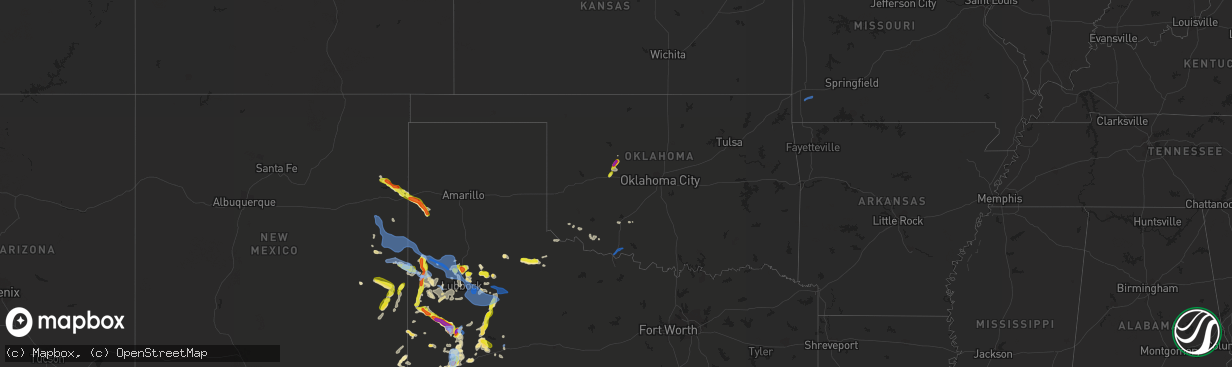 Hail map in Oklahoma on June 26, 2021