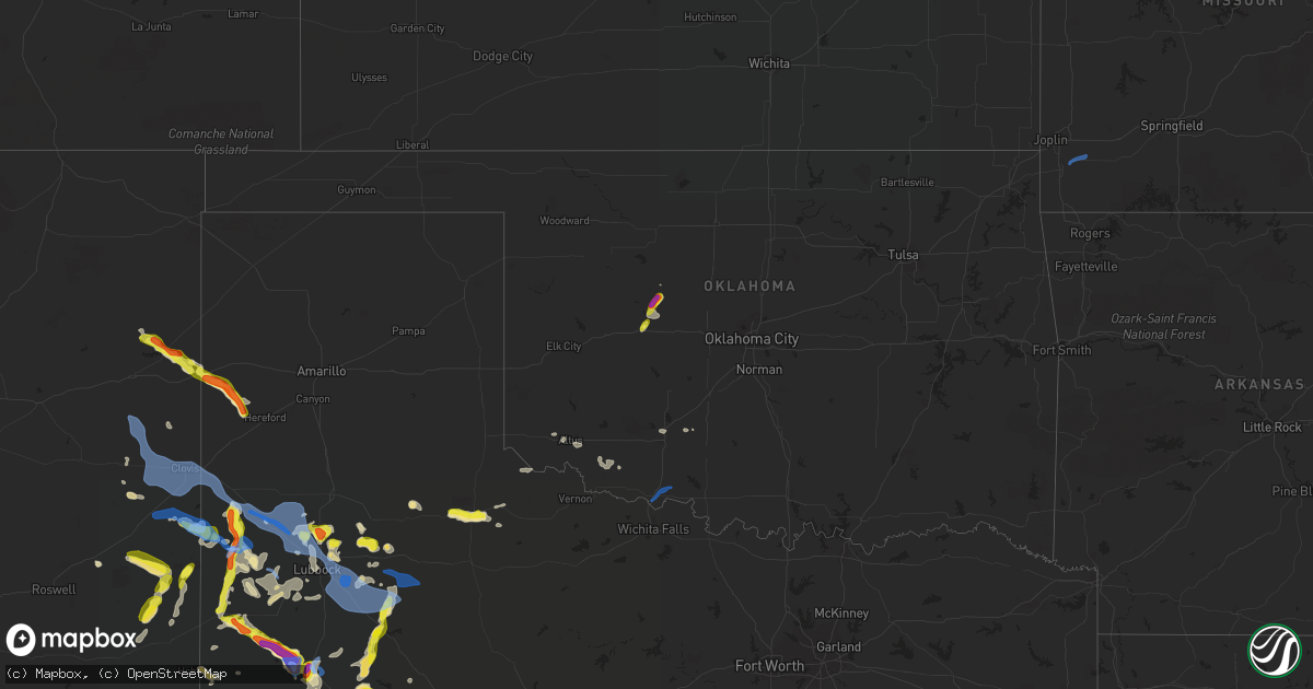Hail map in Oklahoma on June 26, 2021