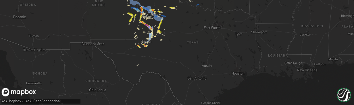 Hail map in Texas on June 26, 2021