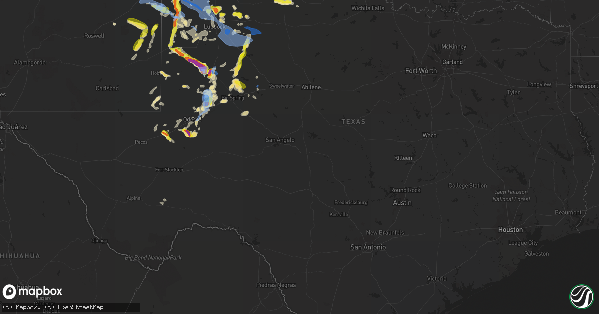 Hail map in Texas on June 26, 2021
