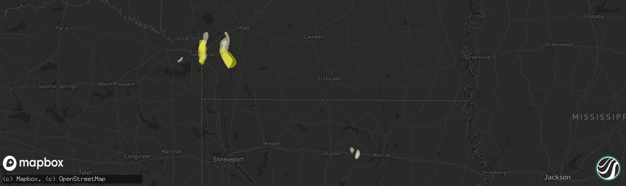 Hail map in Graford, TX on June 26, 2022