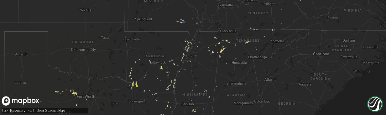 Hail map in Mississippi on June 26, 2022