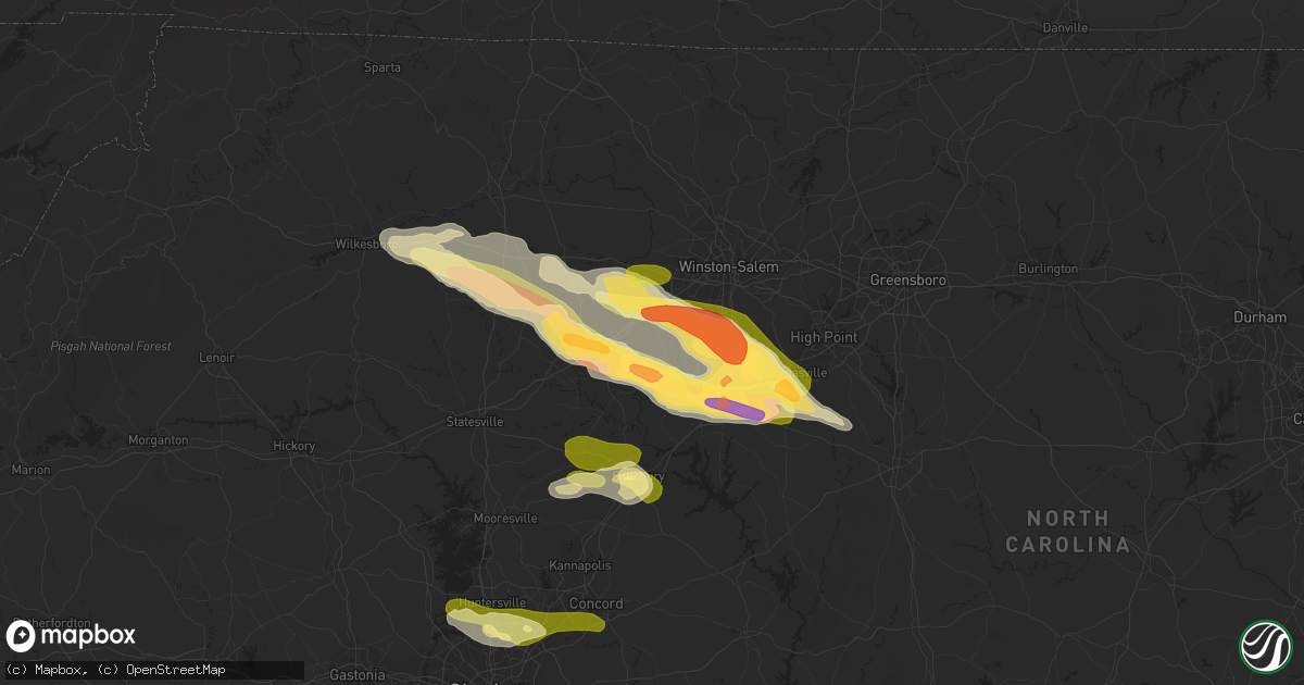 Hail map in Advance, NC on June 26, 2023
