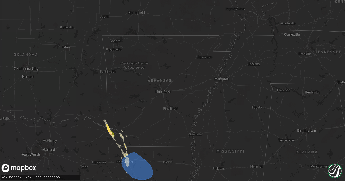 Hail map in Arkansas on June 26, 2023