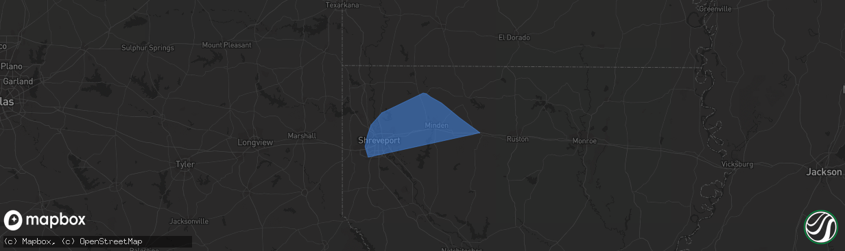 Hail map in Barksdale Afb, LA on June 26, 2023