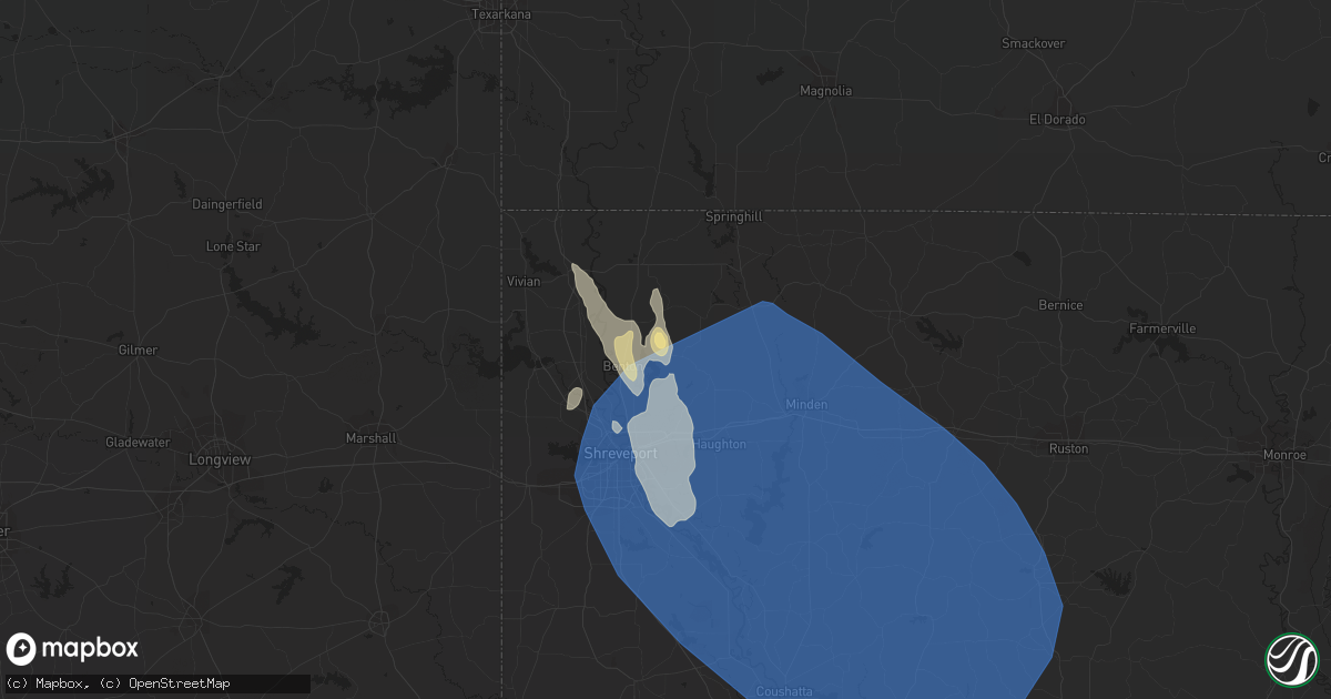 Hail map in Benton, LA on June 26, 2023