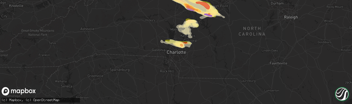 Hail map in Charlotte, NC on June 26, 2023