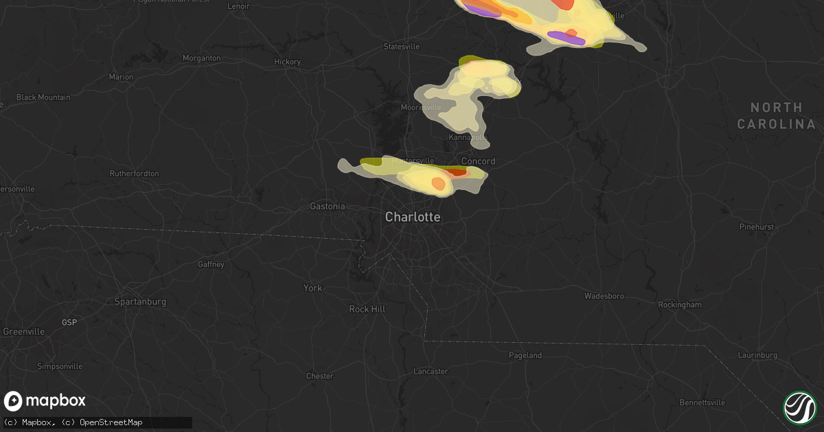 Hail map in Charlotte, NC on June 26, 2023