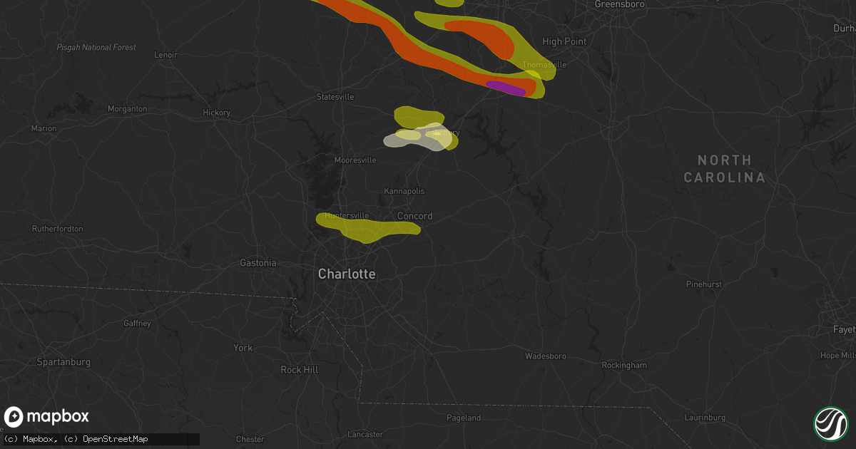 Hail map in Concord, NC on June 26, 2023
