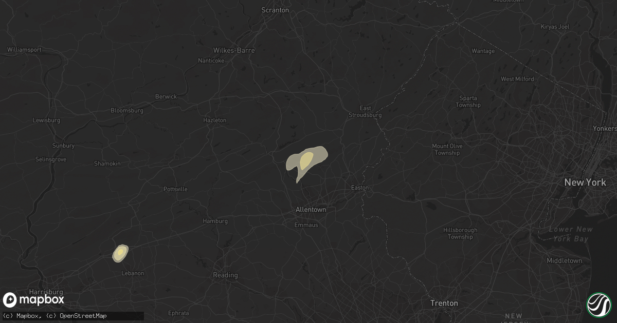 Hail map in Danielsville, PA on June 26, 2023