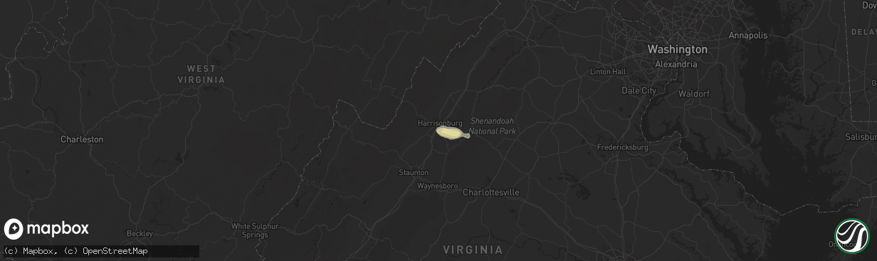 Hail map in Harrisonburg, VA on June 26, 2023