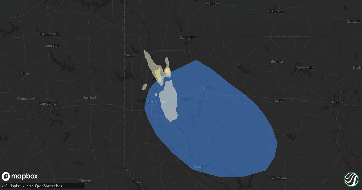Hail map in Haughton, LA on June 26, 2023