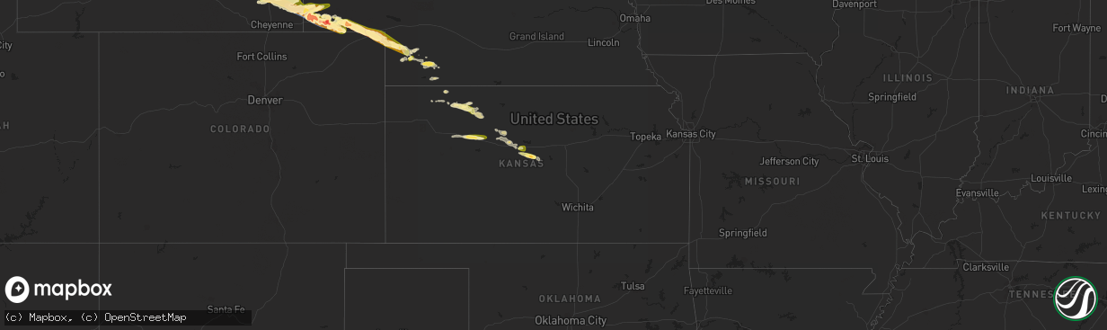Hail map in Kansas on June 26, 2023