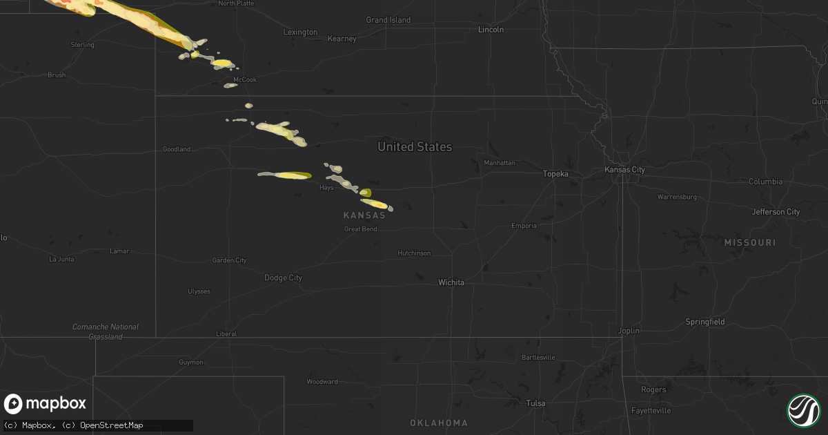 Hail map in Kansas on June 26, 2023