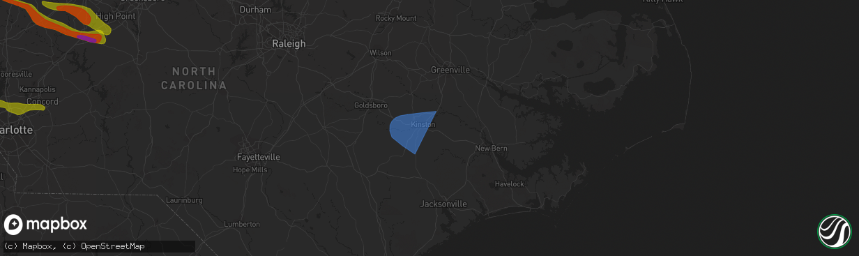 Hail map in Kinston, NC on June 26, 2023