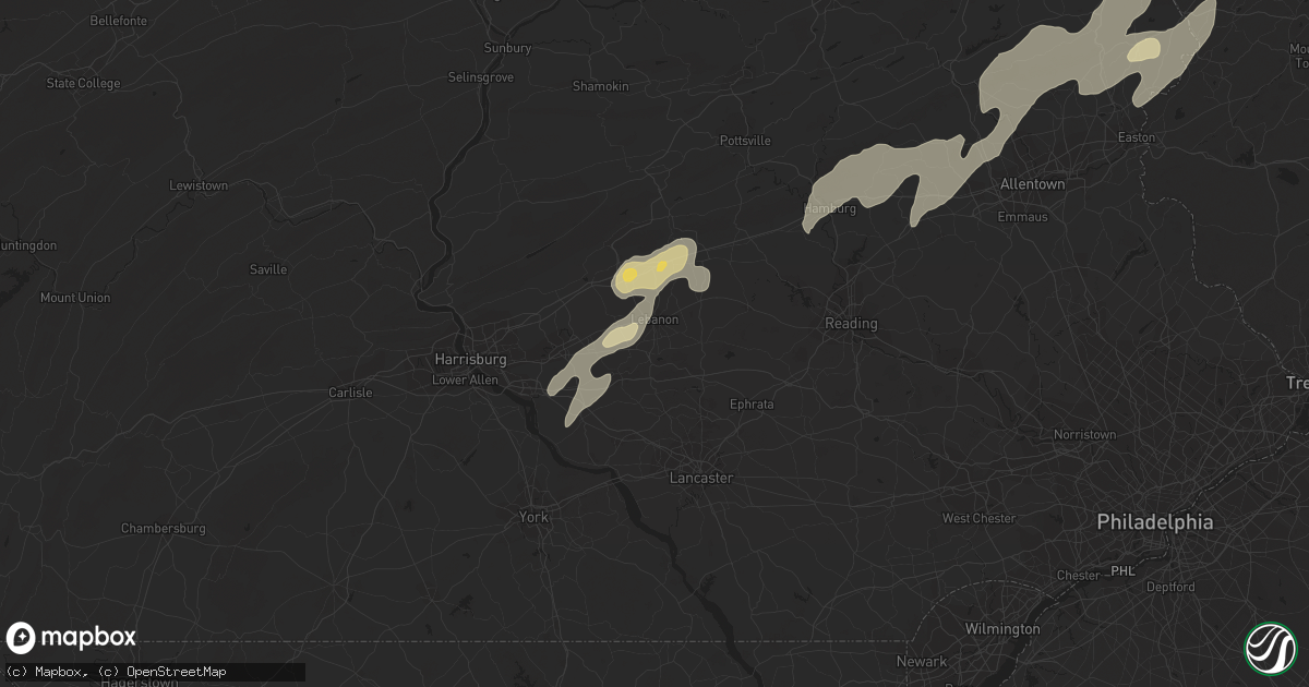 Hail map in Lebanon, PA on June 26, 2023
