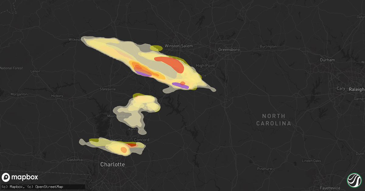 Hail map in Lexington, NC on June 26, 2023