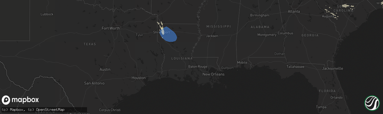 Hail map in Louisiana on June 26, 2023