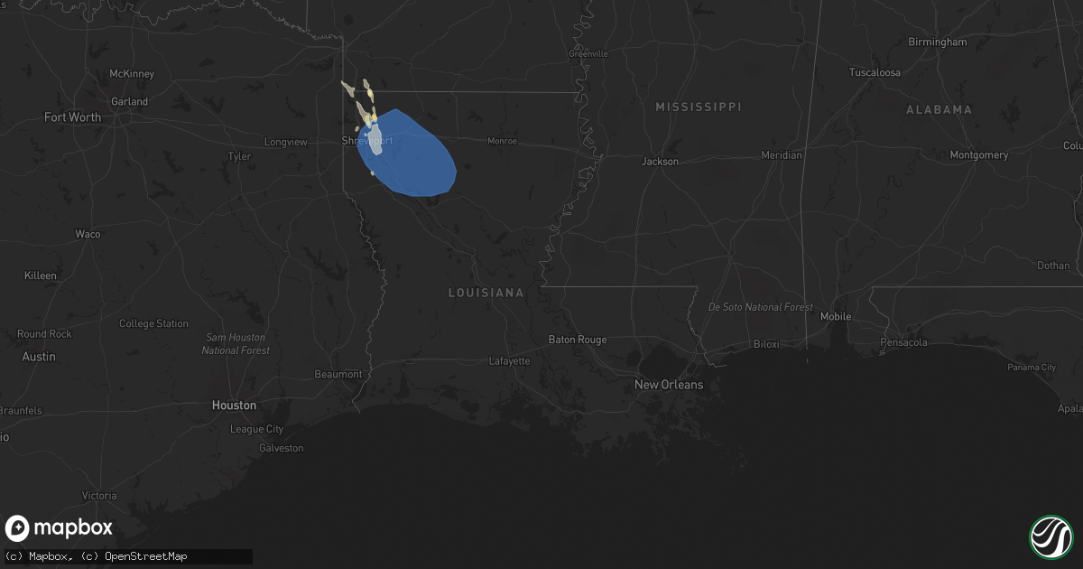 Hail map in Louisiana on June 26, 2023