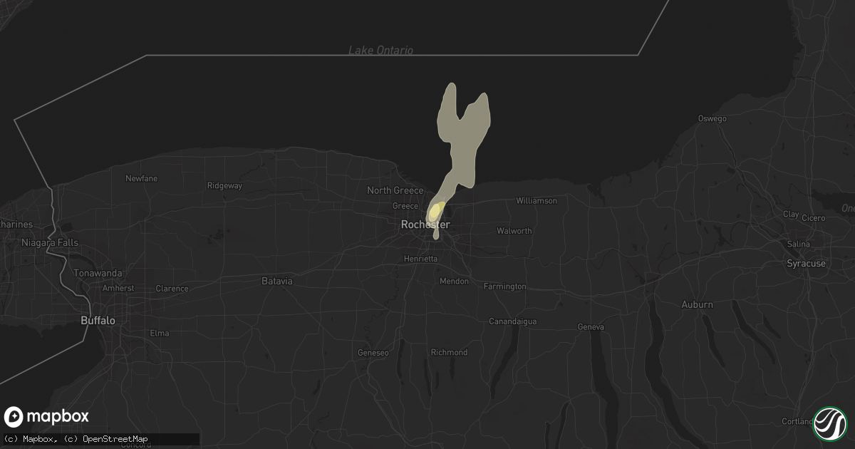 Hail map in Rochester, NY on June 26, 2023