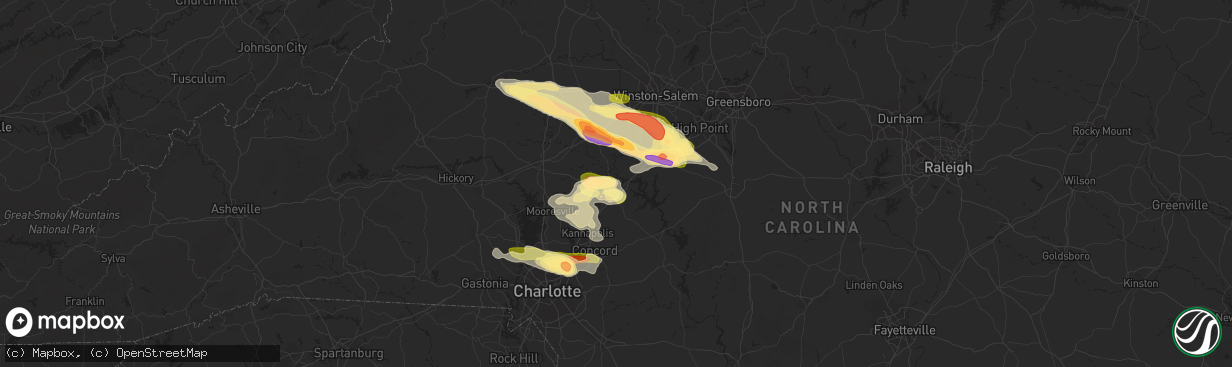 Hail map in Salisbury, NC on June 26, 2023