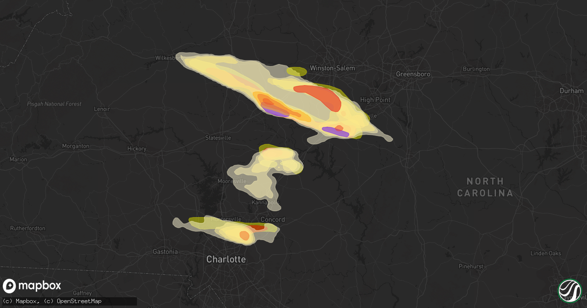 Hail map in Salisbury, NC on June 26, 2023