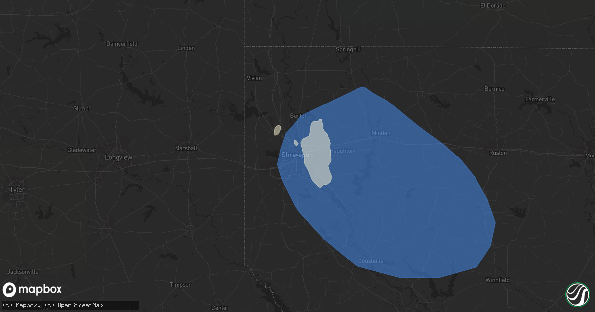 Hail map in Shreveport, LA on June 26, 2023