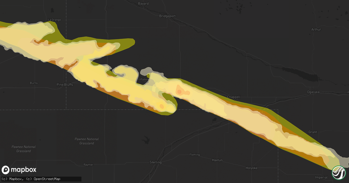 Hail map in Sidney, NE on June 26, 2023