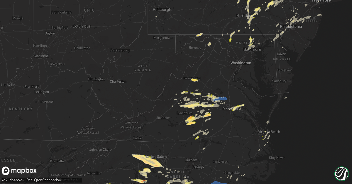 Hail map in Virginia on June 26, 2023