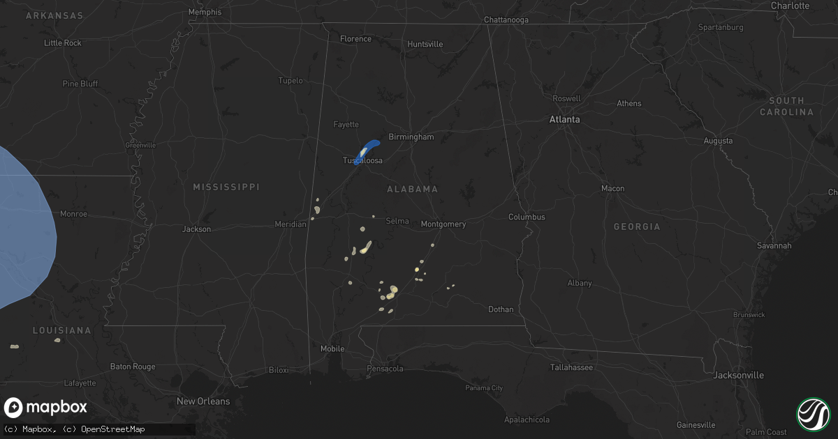 Hail map in Alabama on June 26, 2024