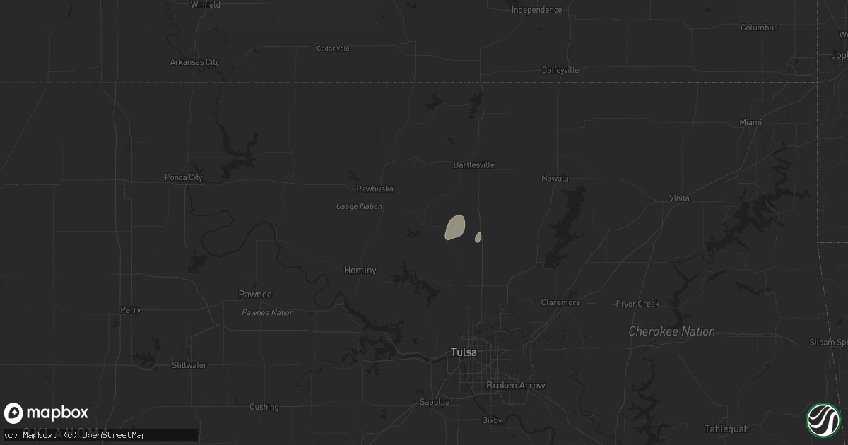 Hail map in Barnsdall, OK on June 26, 2024