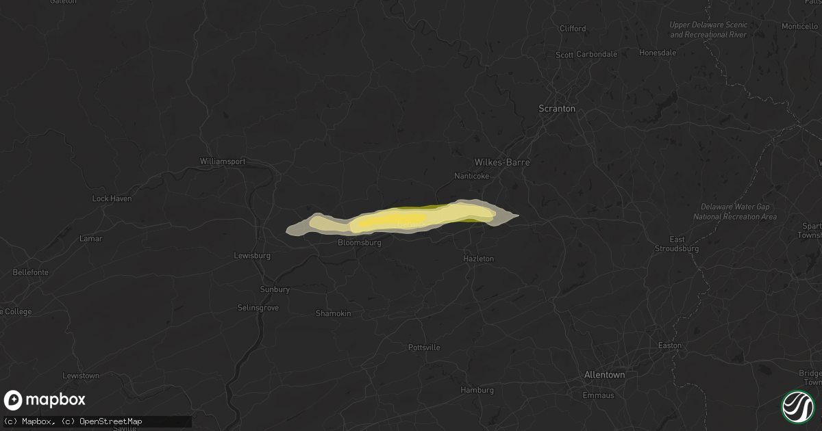 Hail map in Berwick, PA on June 26, 2024