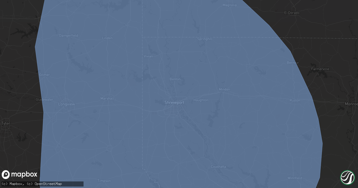 Hail map in Bossier City, LA on June 26, 2024