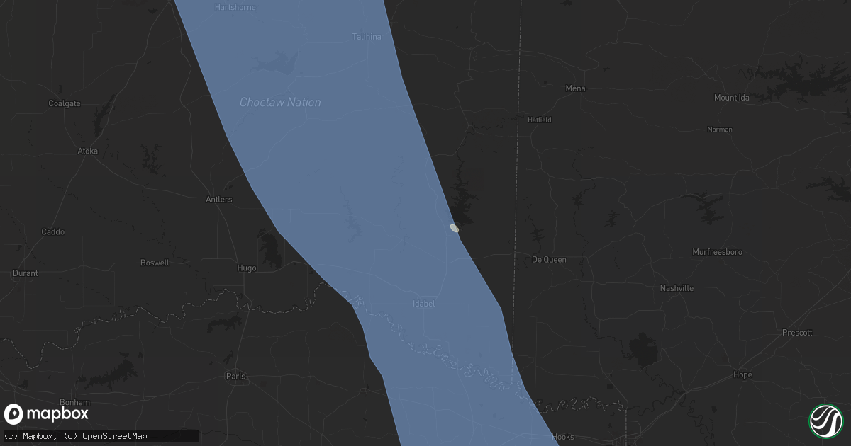 Hail map in Broken Bow, OK on June 26, 2024