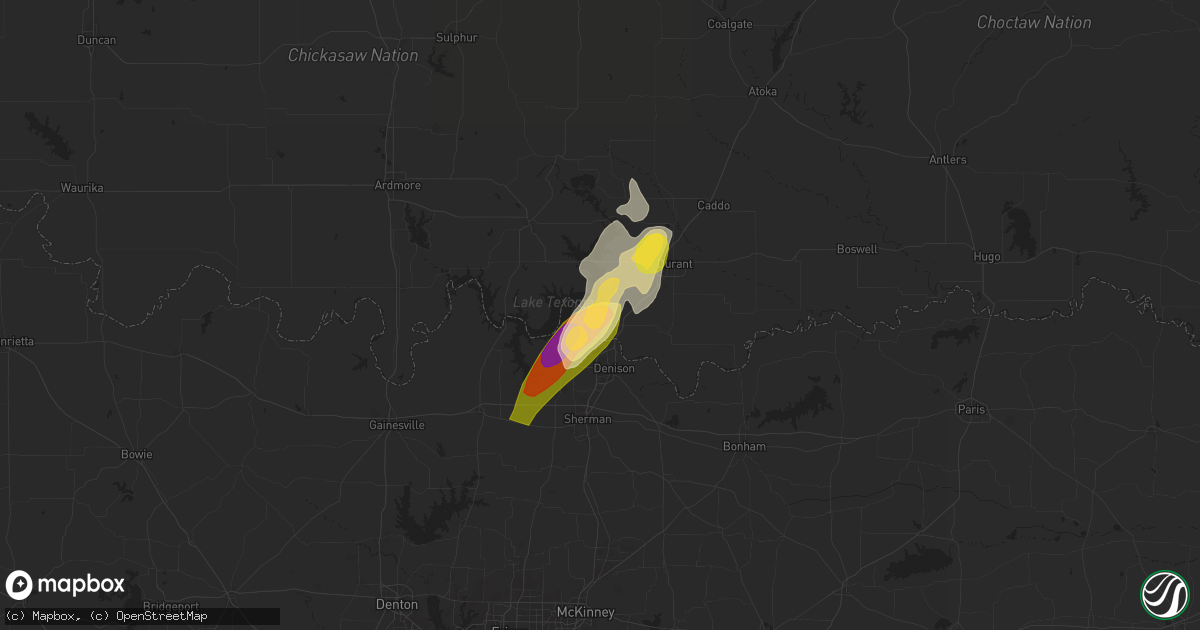 Hail map in Cartwright, OK on June 26, 2024