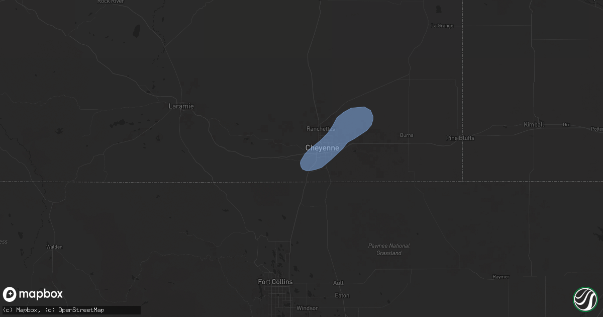 Hail map in Cheyenne, WY on June 26, 2024
