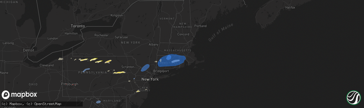 Hail map in Connecticut on June 26, 2024