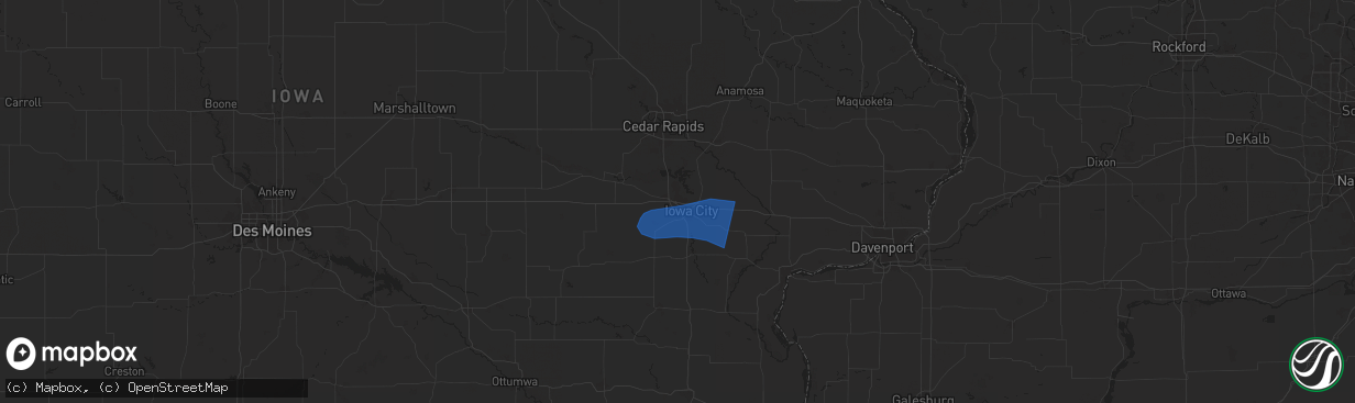 Hail map in Coralville, IA on June 26, 2024