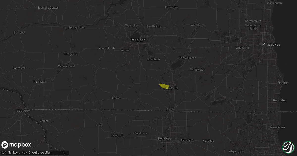 Hail map in Evansville, WI on June 26, 2024