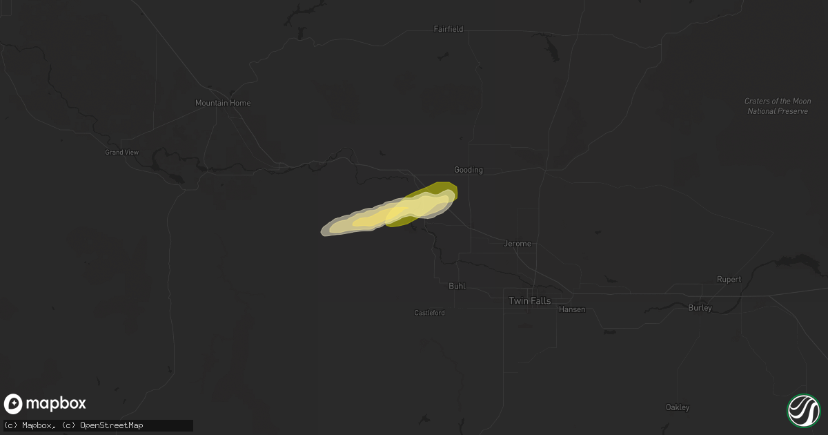 Hail map in Hagerman, ID on June 26, 2024