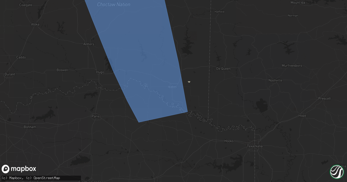Hail map in Idabel, OK on June 26, 2024