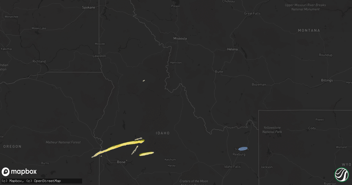 Hail map in Idaho on June 26, 2024