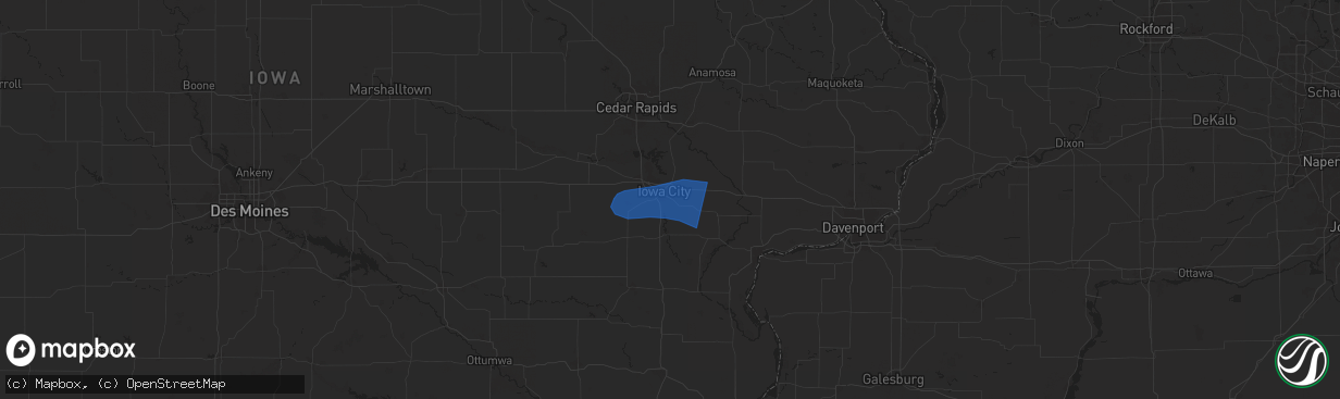 Hail map in Iowa City, IA on June 26, 2024